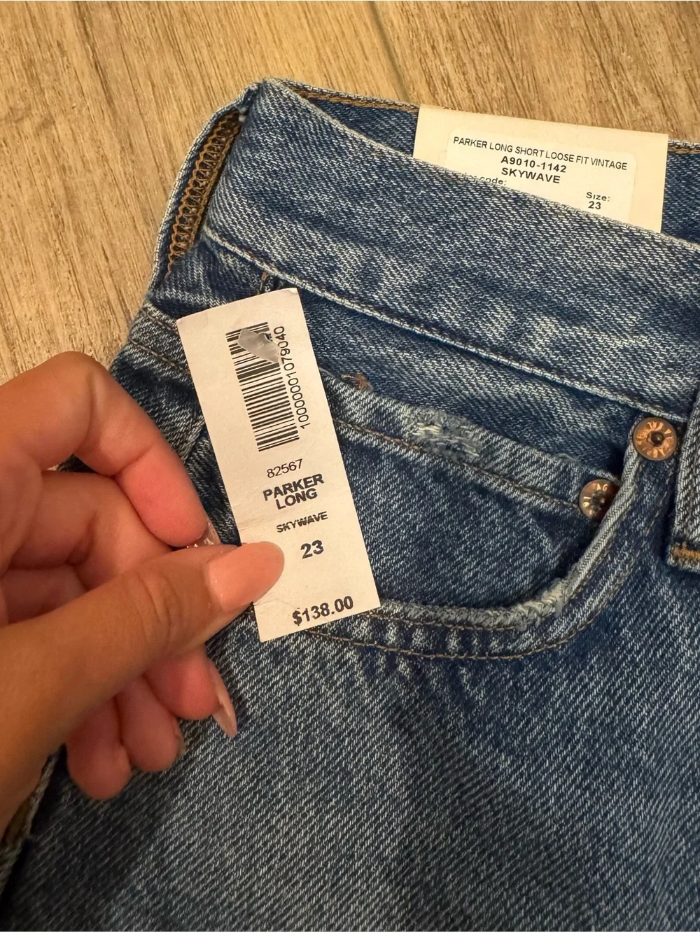 New AGOLDE Parker Long Denim short size 23